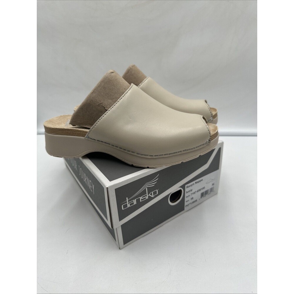 Dansko Ravyn Nappa Peep Toe Platform Sandals Comfort Ivory Size EU 38 US 7.5 - 8